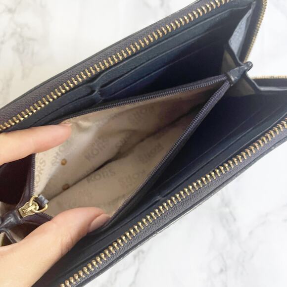 MICHAEL KORS Navy Blue Leather Zip Around Wallet - Picture 5 of 6